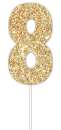 Gold Glitter Cake Topper - No 8